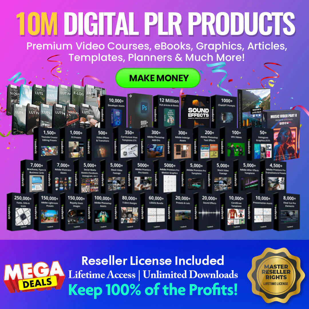 10 Million Digital Products W/ Resell Rights - Mega Bundle (EBooks + Courses+ Templates+ Planners, & More!)