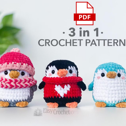 No Sew Penguin Crochet Pattern - 3 in 1 PDF